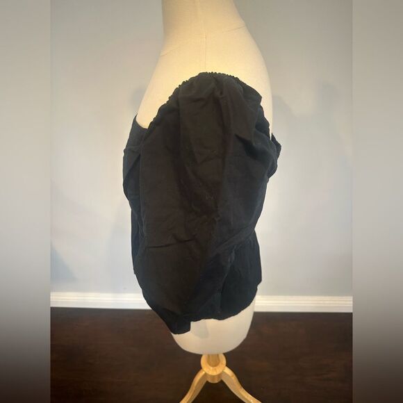 GAP Black Sweetheart Button-Front Peplum Cotton Top Size Large - Picture 4 of 8